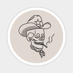 Western Cowboy Hat Skull Smoking Magnet
